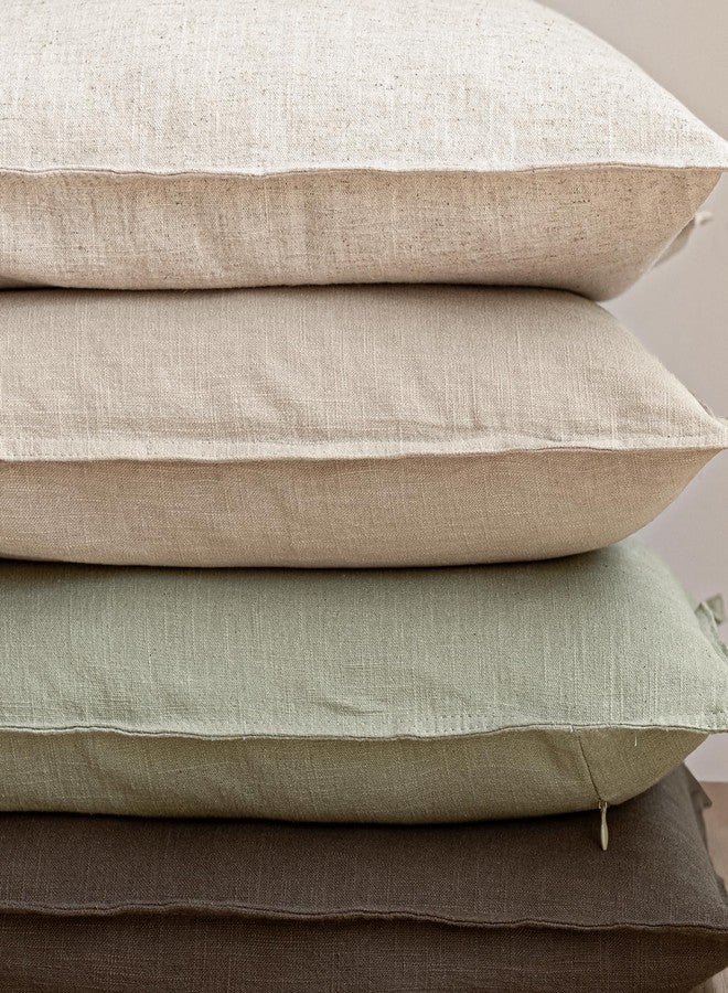 Foindtower Pack of 2, Decorative Linen Solid Throw Pillow Covers Accent Soft Cushion Case Farmhouse Boho Pillowcase for Couch Sofa Chair Bedroom Living Room Home Decor 18 x 18 Inch Light Sage Green - Image 5